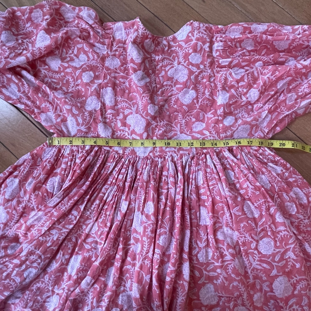 Dolma Raya Floral Mini Dress Small Pink Boho Tassel Tie Peasant Tunic - Picture 8 of 12